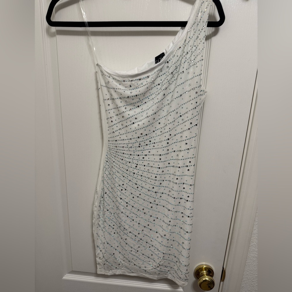 Windsor White One Shoulder Sequin Dress